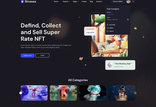 binasea-nft-marketplace-react-template